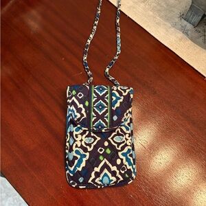Vera Bradley Navy and Teal Patterned Crossbody Bag